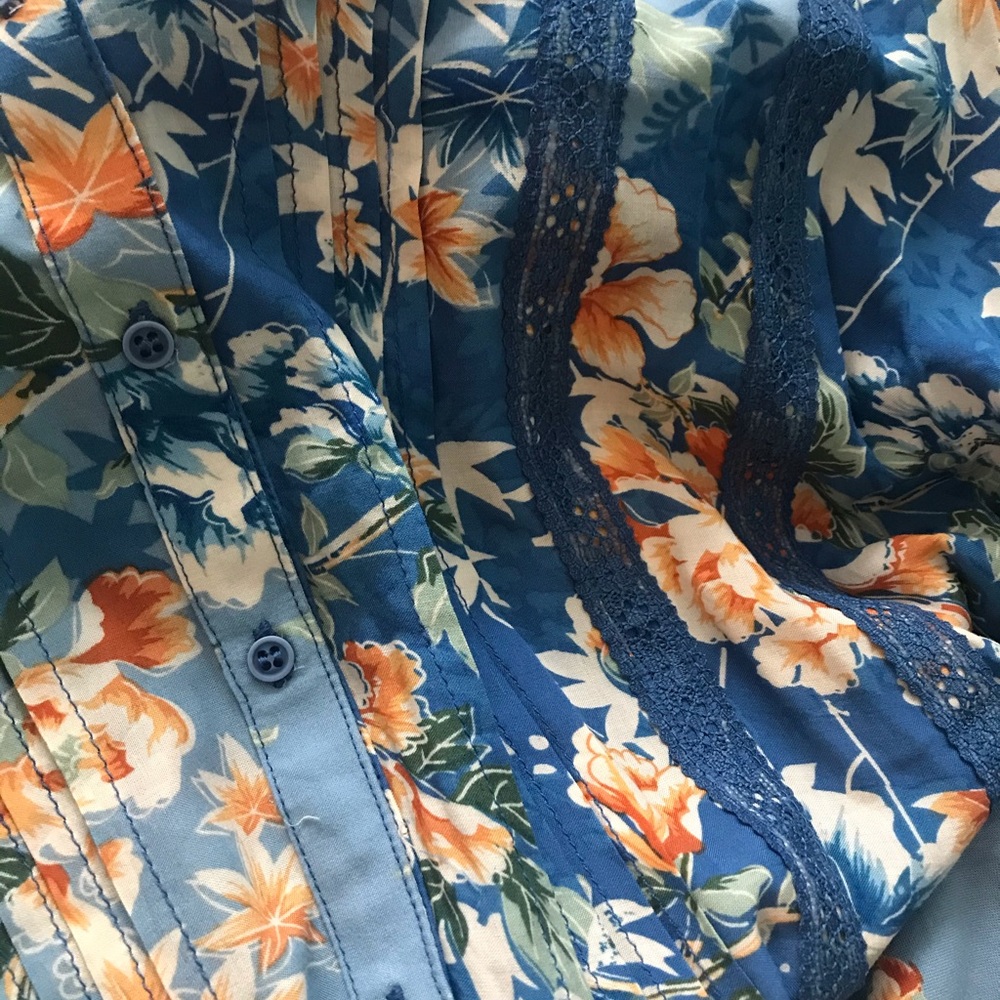 Tiny Blue Motif, Long Sleeve Knee-Length Dress, New with Tags - Picture 6 of 11